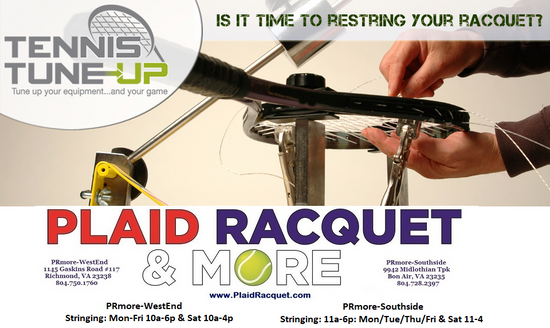 Is it time to restring your racquet? Stop by the WestEnd or Southside for Professional Stringing! Now in our 33rd year serving the RVA tennis community! Thank you for your support!